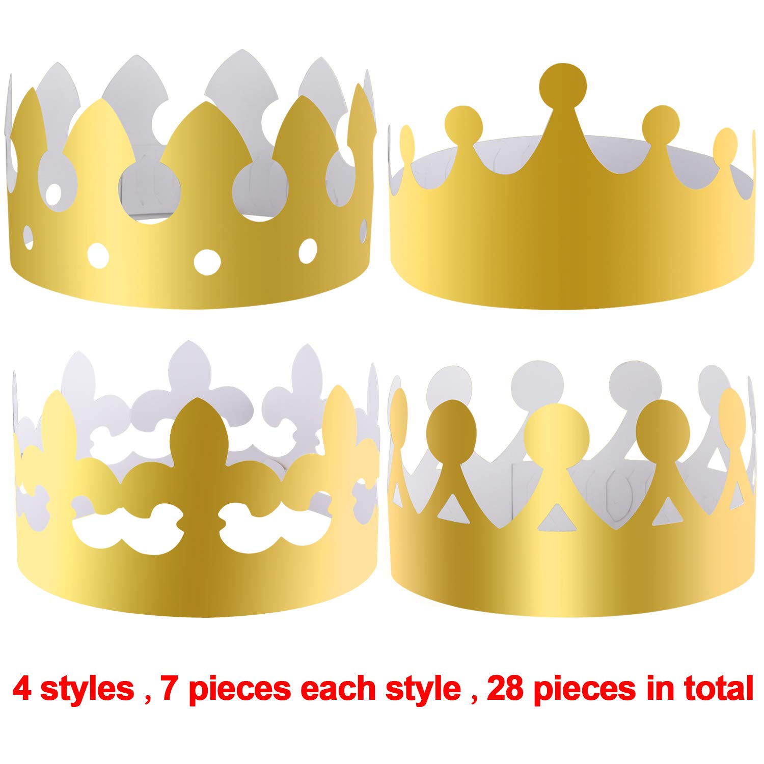SIQUK 28 Pieces Paper Crowns Golden Party King Crown Paper Birthday Crown Hats Gold Crown for Adults