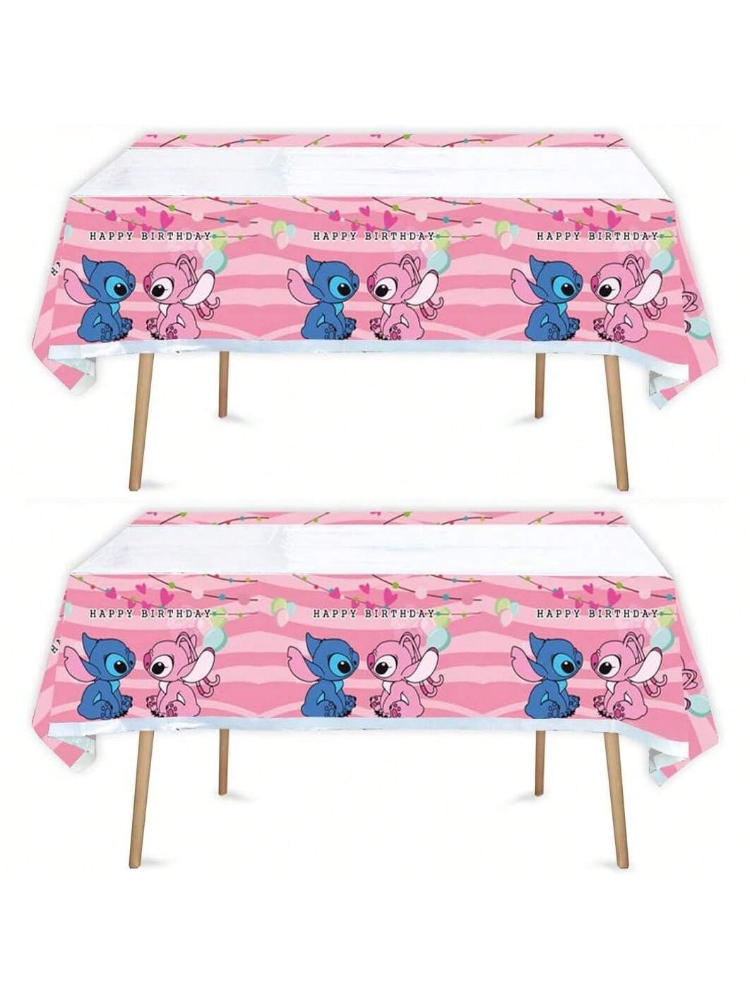 DXRZYS 2 Pcs Pink and Blue Birthday Party Tablecloth Table Cover,Birthday Supplies Decorations (70'' x 42'') (Pink)