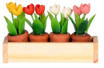 Dollhouse Miniature Window Box w/Flower Pots by International Miniatures