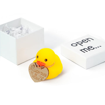 “Friend You Quack Me Up” Mini Rubber Duck - Fun Animal Gift - Adorable Duck Lover's Present, Humorous Novelty Gift Box.