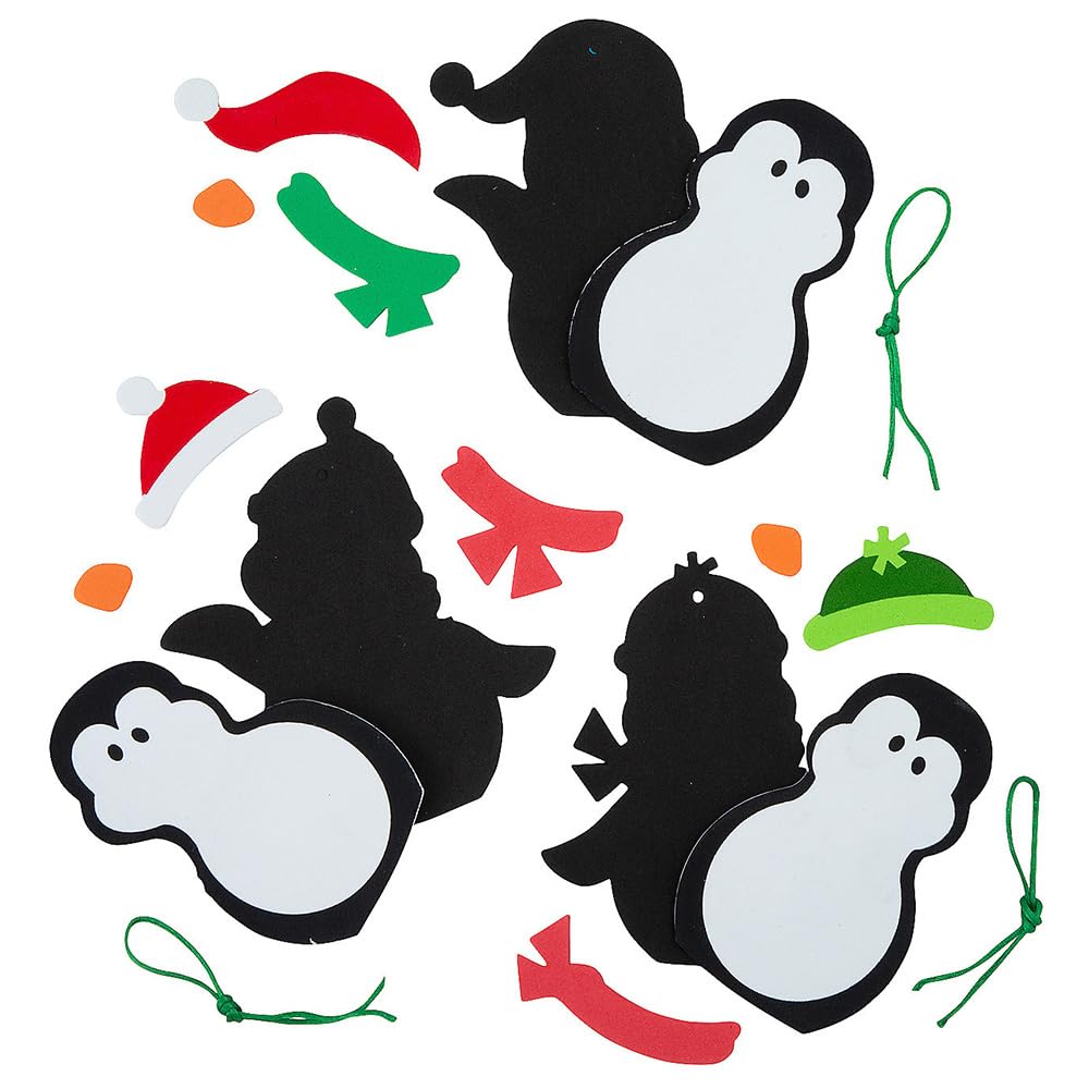 Christmas Penguin Foam Christmas Ornament Craft Kit - Makes 12 - Holiday Crafts for Kids and Fun Home Activities