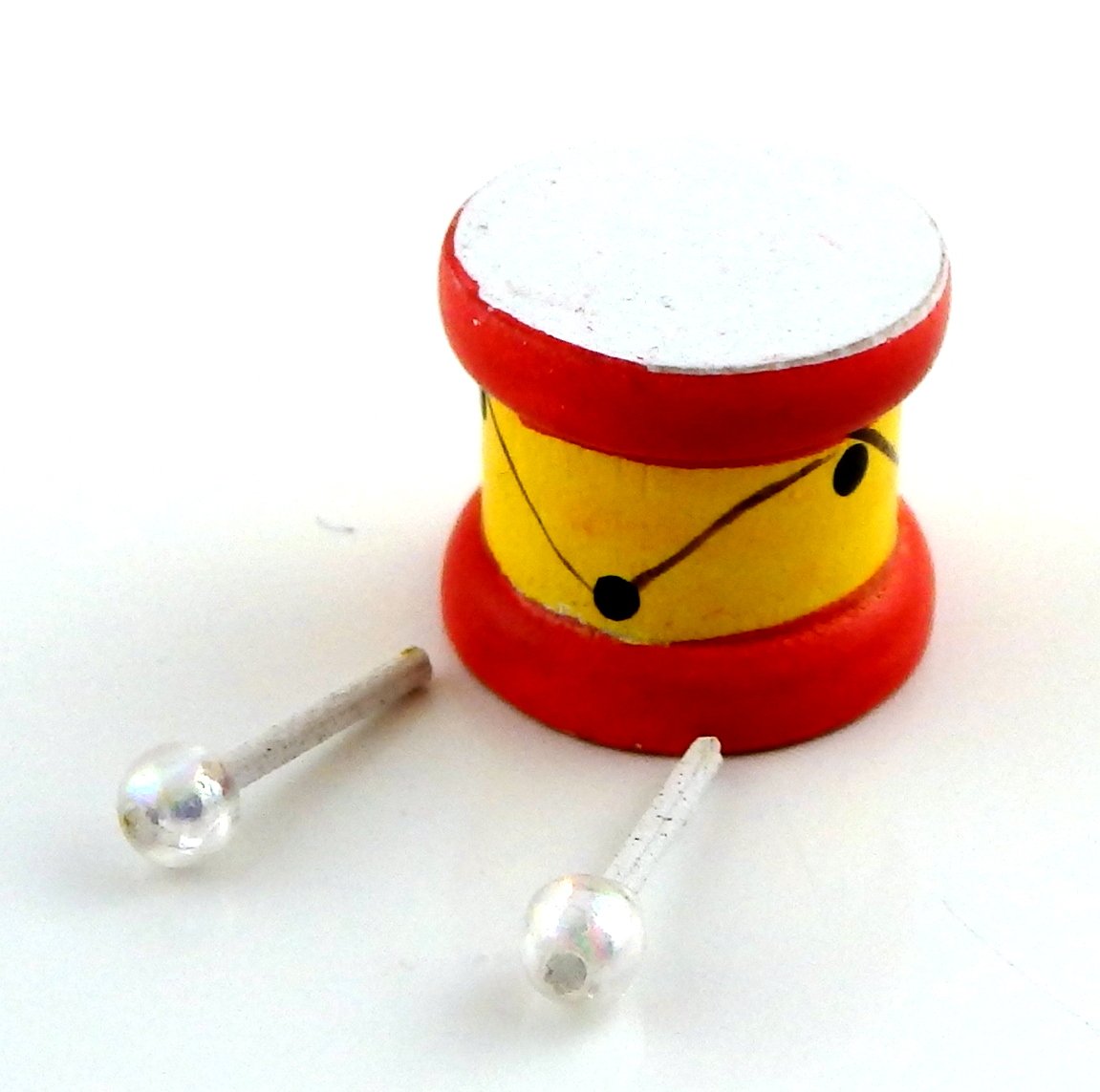 Dollhouse Miniature 1:12 Scale 3 Pc Drum with Sticks Set #M6066