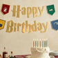 xo, Fetti Wizard Happy Birthday Banner Gold Foil 6.5ft | Kids Party Decor
