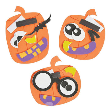 Fun Express Goofy Face Pumpkin Magnet Craft Kit - Creative Halloween Craft for Kids Self-Adhesive Foam Pieces Fun DIY Activity for School & Home
