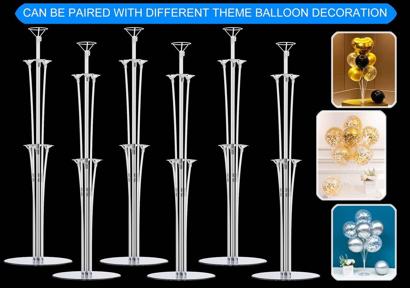 LANGXUN 28" Height Table Balloon Stand Kit for Birthday Party Wedding Decorations, Balloons Arch Kit for Graduation Party and Christmas Balloon