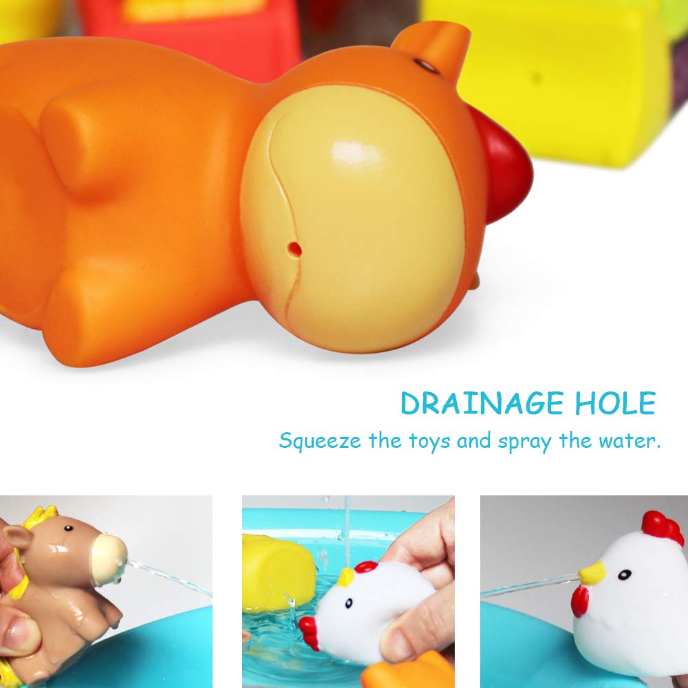 Bath Farm Toys - Floating Bath Time Toys for Toddlers (8PCS) - Bathtub Learning Dogs, Ducks, Sheep, Hen, Pig