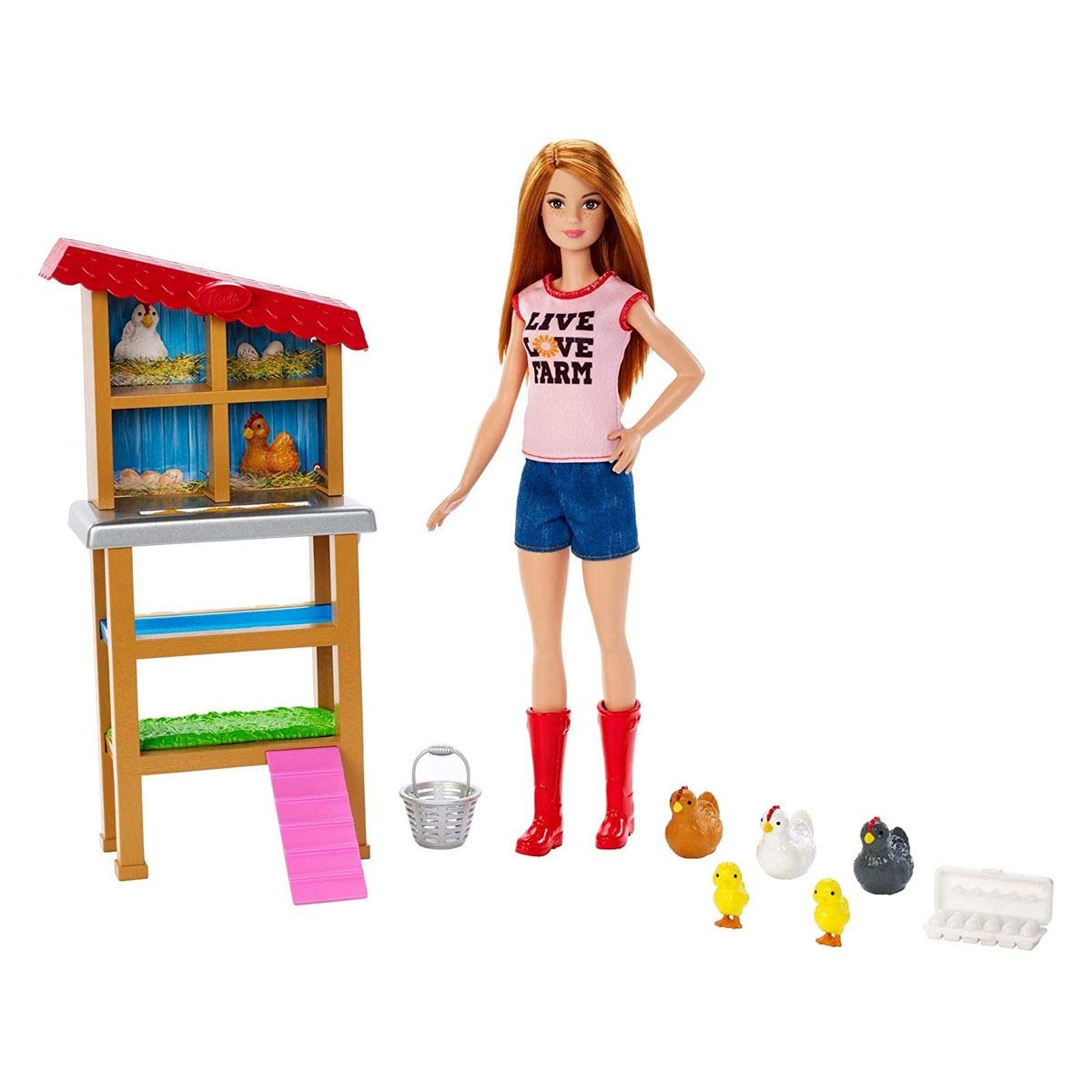 Barbie Chicken Farmer Doll, Red-Haired, and Playset with Henhouse, 3 Chickens, 2 Chicks and More, Career-Themed Toy for 3 to 7 Year Olds (Amazon