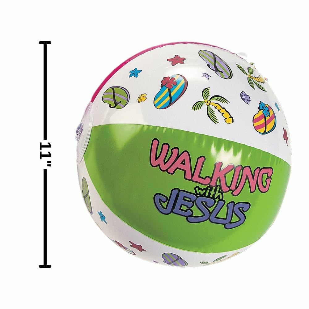 Fun Express Walking with Jesus Inflate Beach Balls - Toys - Inflates - Beach Balls - VBS 2026 Vacation Bible School Supplies/Decor - 12 Pieces