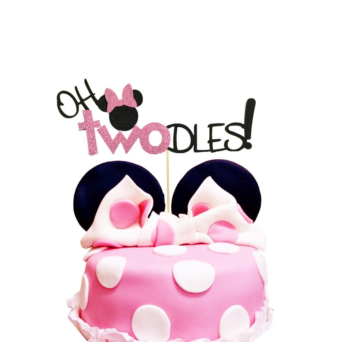 Oh Twodles Pink Cake Topper Second 2nd Birthday Party Supplies Decorations for Baby Girl Bday