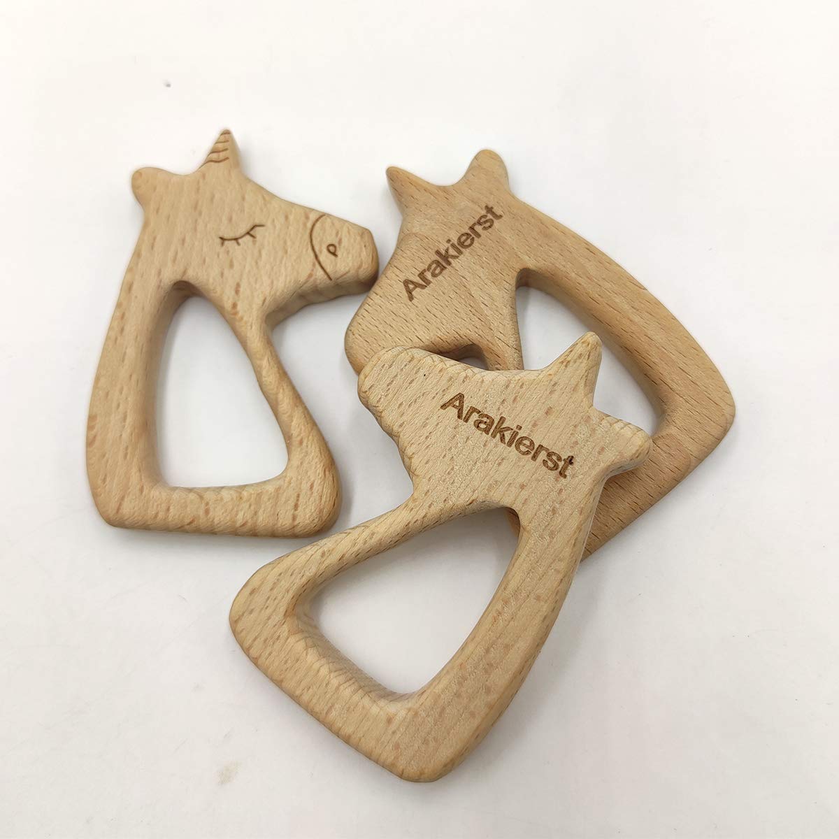 Arakierst 5pcs Beech Wooden Horse Montessori Toys Home Decorations Wood Cartoon Animal Craft for Painting Party Photography Tabletop Adorns (Horse