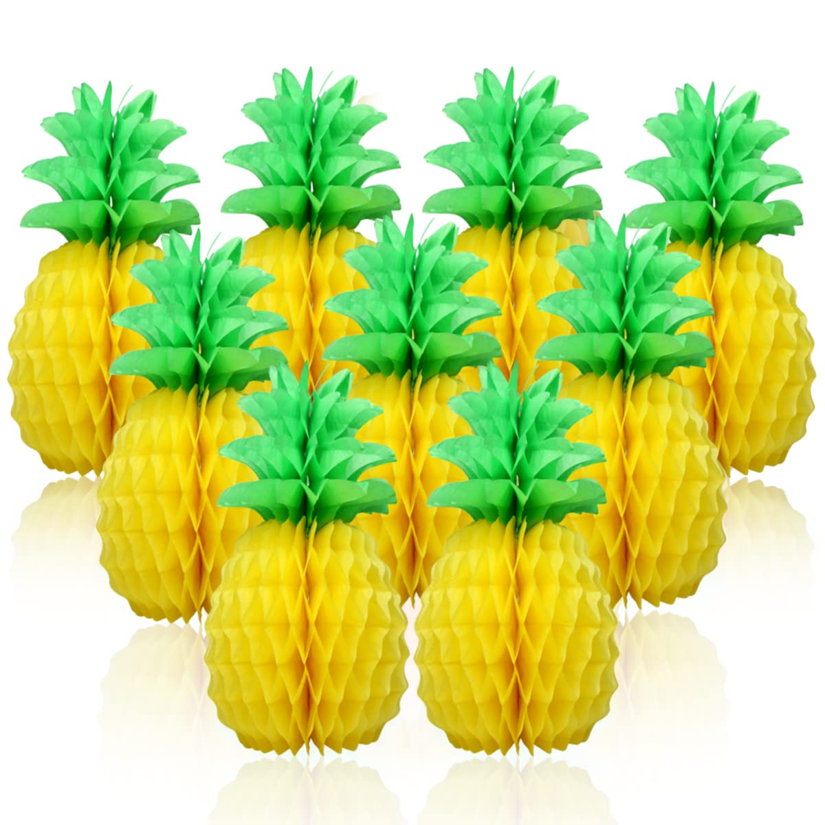 9 Pcs 14 Inch Pineapple Decorations for Tropical Flamingo Party Summer Hawaiian Luau Party Pineapple Honeycomb Tissue Centerpieces for tables Hanging