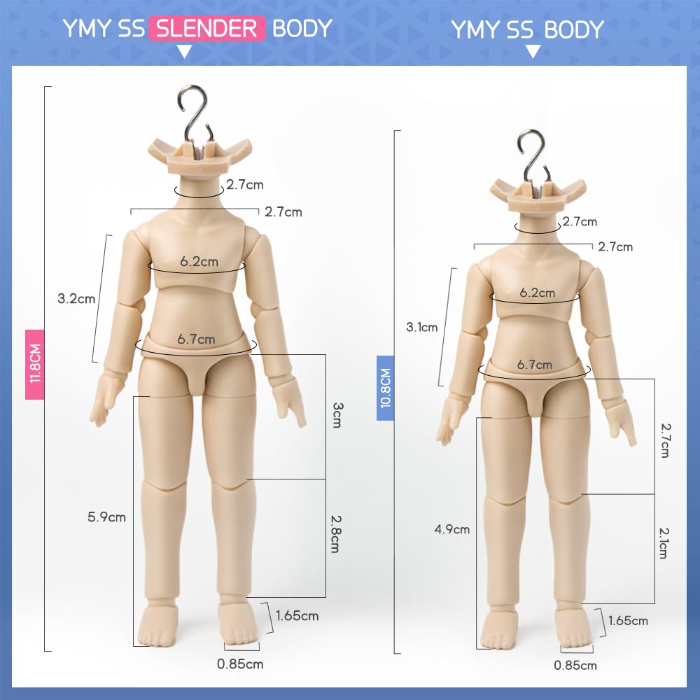 XiDonDon New 4.2 inch/4.6 inch Doll Body 1/12 YMY PVC Body for GSC,STO,1/12 BJD Doll Head Movable Spherical Joint Dolls Action Figure Toys (11.8cm