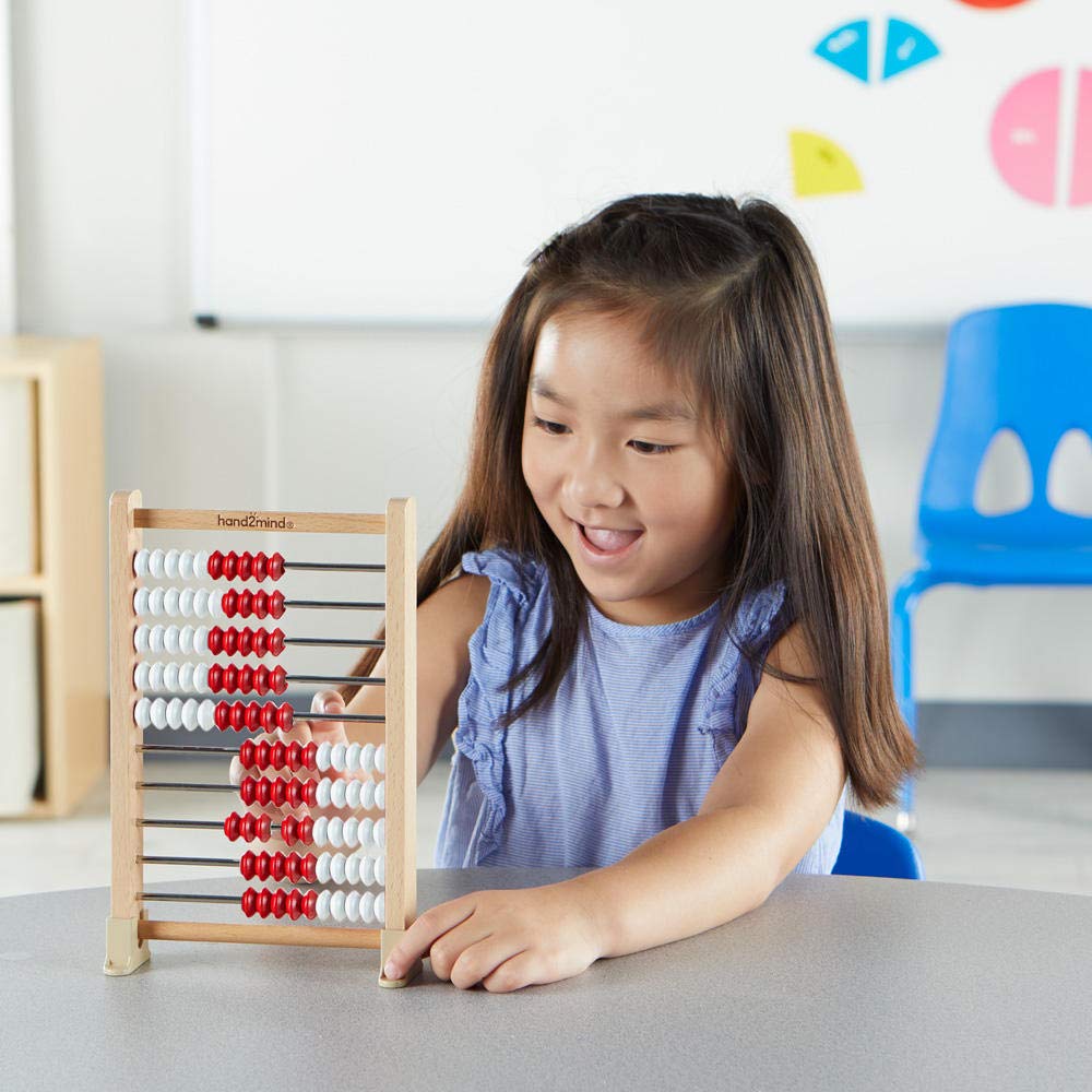 hand2mind Mini 100-Bead Wooden Rekenrek, Number Rack, Abacus for Kids Math, Counting Beads, Math Counters for Kids, Educational Toys for Elementary