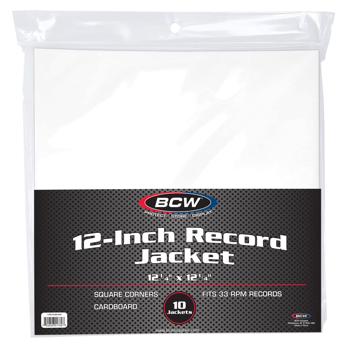 BCW White Cardboard Record Jacket 12-Inch | Protects 33? RPM Vinyl Records | Heavy 20-Point Acid-Free Cardboard | Blank LP Sleeves | Durable Outer