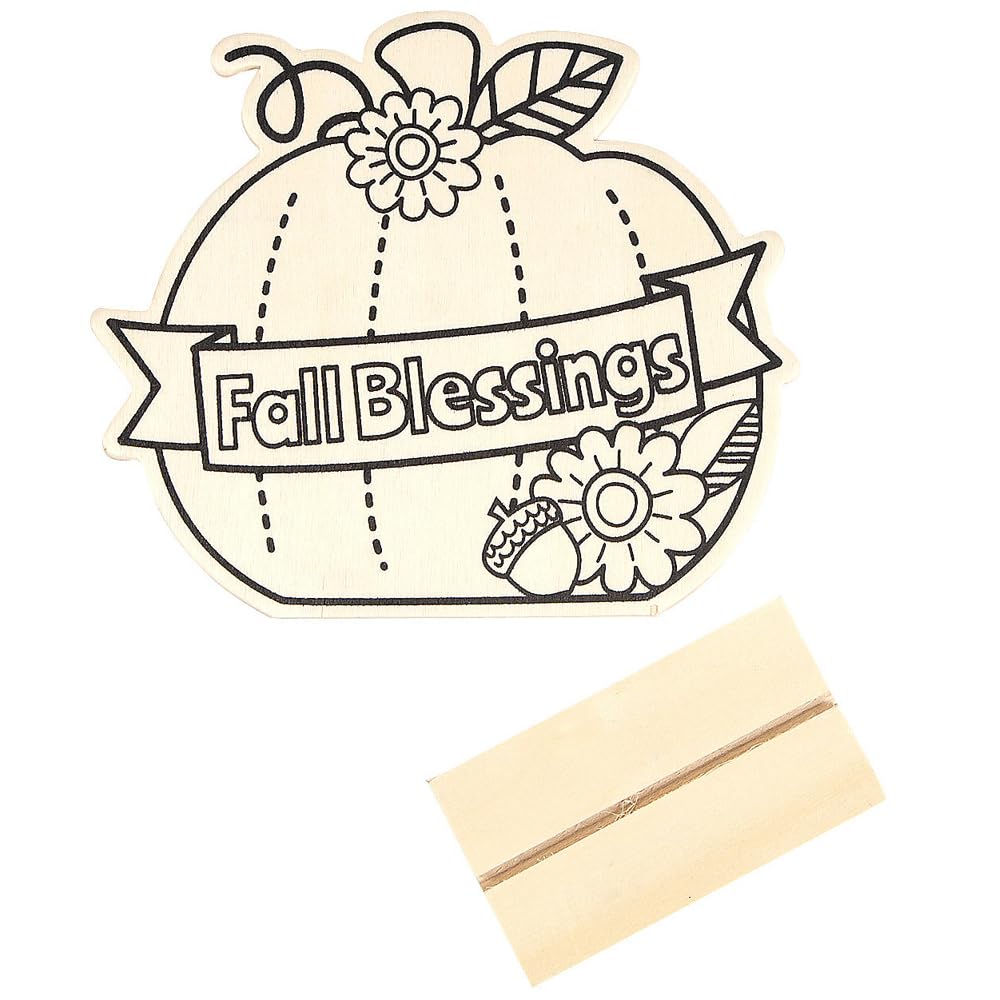 Fun Express CYO Wood Fall Blessings Pumpkin - Craft Kits - 12 Pieces