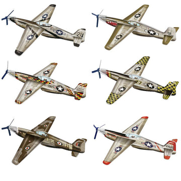 JOYGOGO 24 Pack War Glider Planes, Toy Glider Plane, 6 Different Designs Party Favors for Kid, Easy Assembly, Valentines Airplanes, Birthday Party
