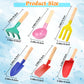 Katroiy 6 Piece Beach Sand Box Toys, Kids Gardening Tools, Made of Metal with Sturdy Wooden Handle, Safe Beach Gardening Set, Spoon, Fork, Rake