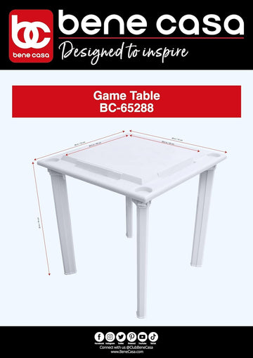 Bene Casa - Indoor & Outdoor Domino and Game Table Includes Domino and Scrabble Tile Racks and Cup Holders - Table Legs are Removable for Easy Storage