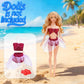8 Pcs Doll Dress & Shoe Bundle - 4 Sparkly Party Dresses + 4 Shoe Pairs | 11.5" Fashion Doll Gift Set (Blue-Red)