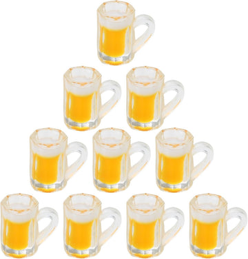 10Pcs Simulation Beer Dollhouse Beer Mugs Glasses Resin Miniatures Models Photo Props Dollhouse Accessories