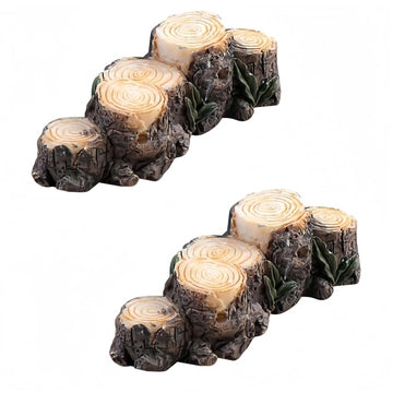 2Pcs Miniature Resin Stump Micro Landscape Fairy Garden Ornament Mini Doll House Outdoor Landscape Decor Outdoor Statues Garden Sculptures Outdoor