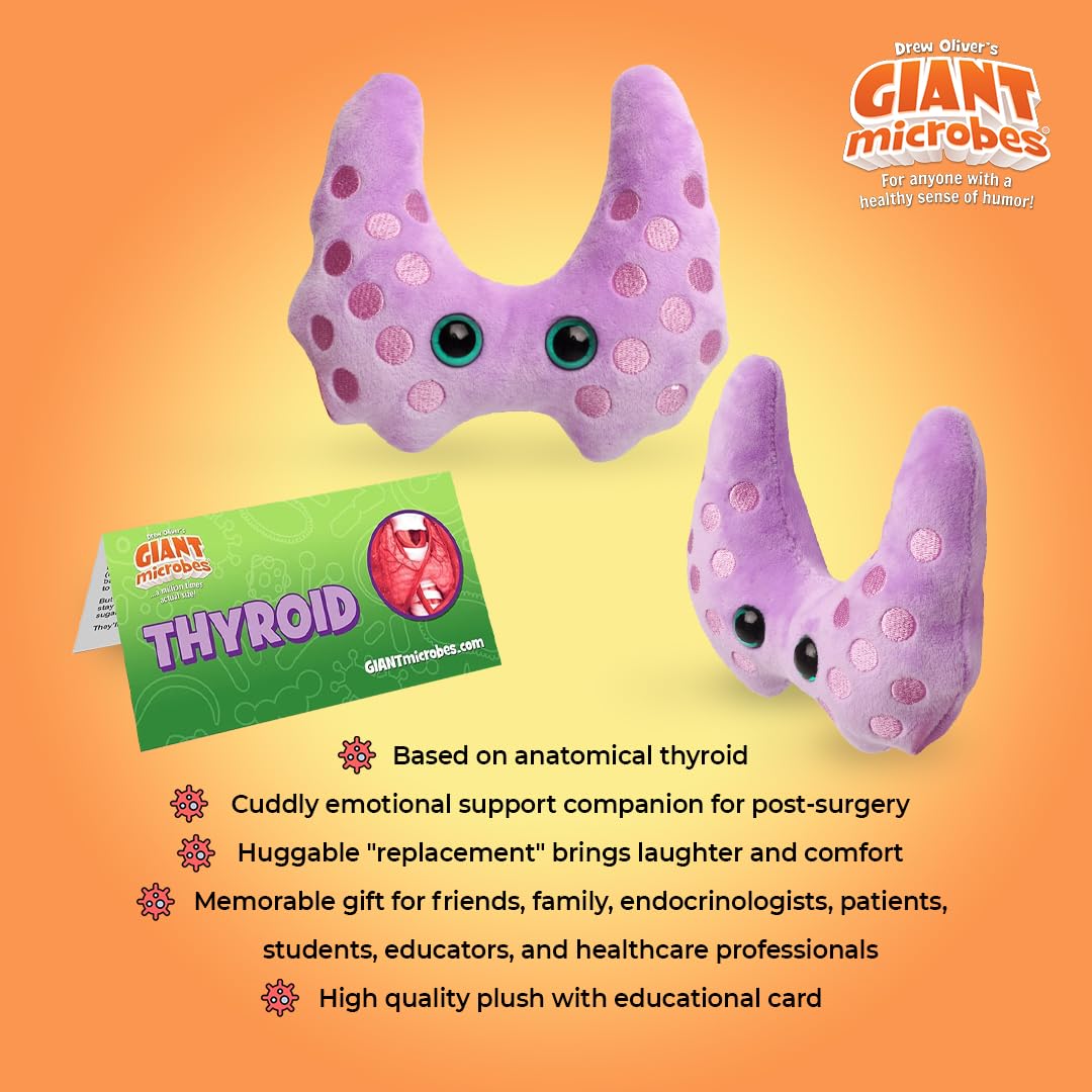 GIANT MICROBES Thyroid Plush, Surgery Recovery Gift, Lupus Gifts, Thyroid Cancer Gifts, Endocrine System, Thyroidectomy Recovery Items, Hypothyroid