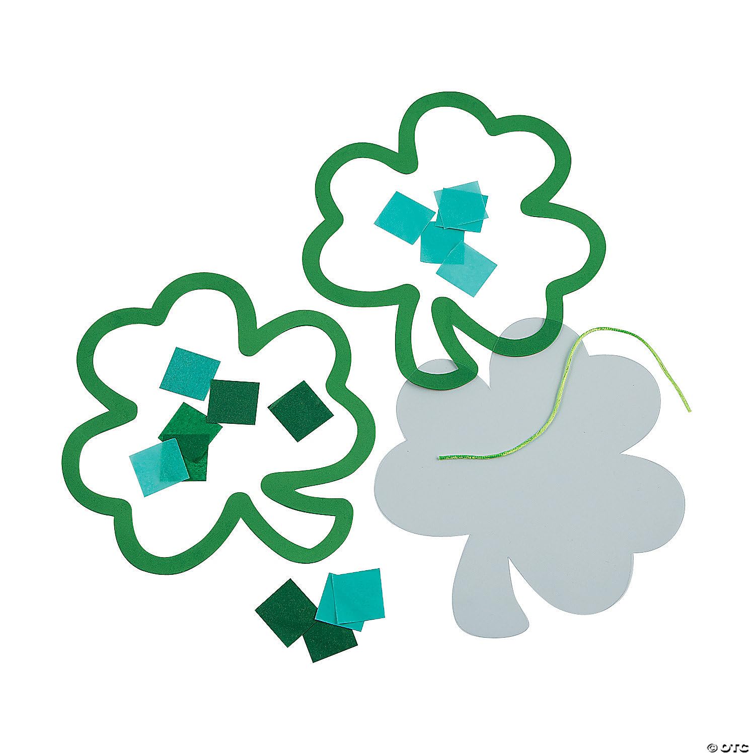 Fun Express St Patricks Day Crafts for Kids - Shamrock Suncatcher Kit Makes 12 Window Art Projects | Tissue Paper Craft Kit for Classroom Activities