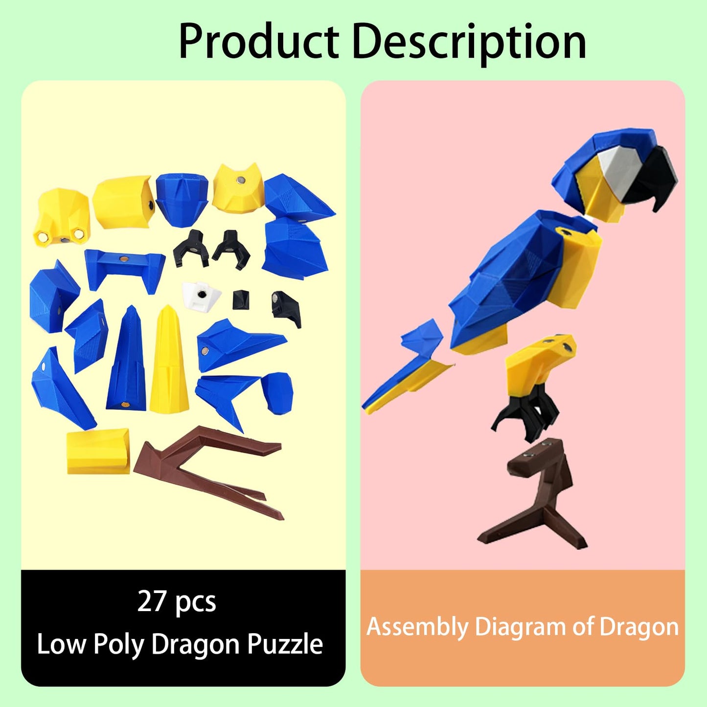 3D Magnetic Puzzle,Magnetic Animal Puzzle Toys for Adult,ParrotModel Collectible Novelty Desk Decor Toy