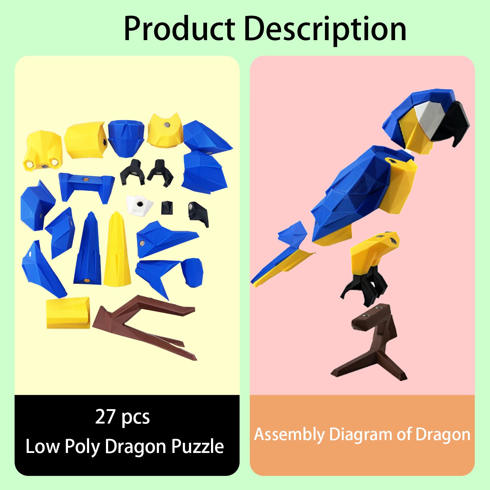 3D Magnetic Puzzle,Magnetic Animal Puzzle Toys for Adult,ParrotModel Collectible Novelty Desk Decor Toy