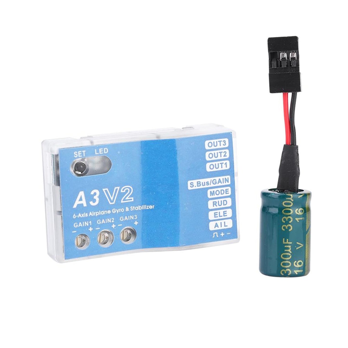 Jadeshay RC Flight Controller, F50A 3 Axle Gyro A3 V2 Flight Controller Stabilizer System with Four Flight Modes for RC Fixed Wing Airplane