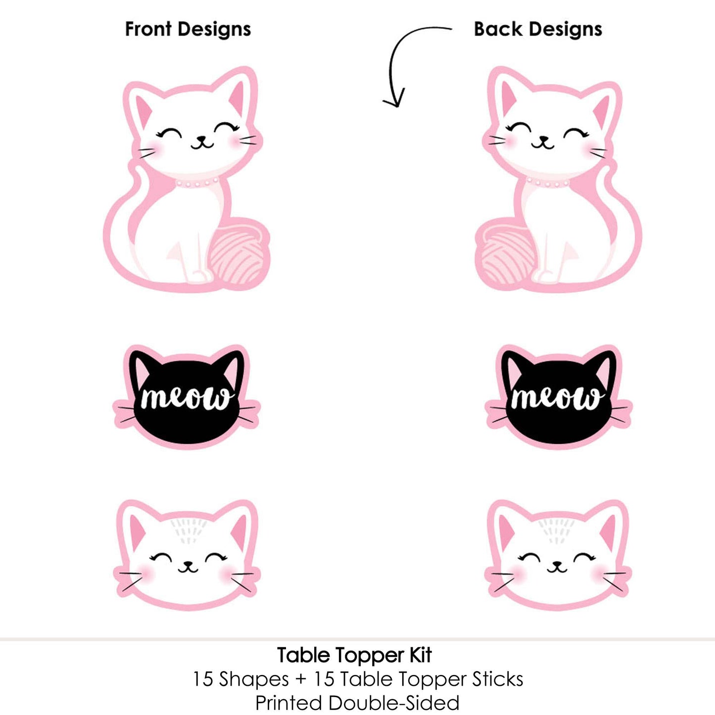 Big Dot of Happiness Purr-fect Kitty Cat - Kitten Meow Baby Shower or Birthday Party Centerpiece Sticks - Table Toppers - Set of 15