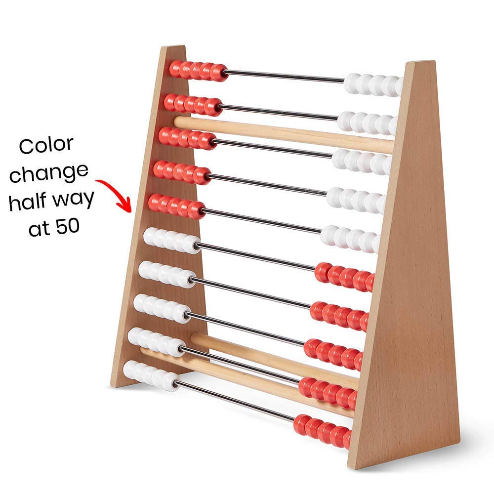 hand2mind 100-Bead Wood Teacher Demonstration Rekenrek, Math Counting Frame (Ages 4+)