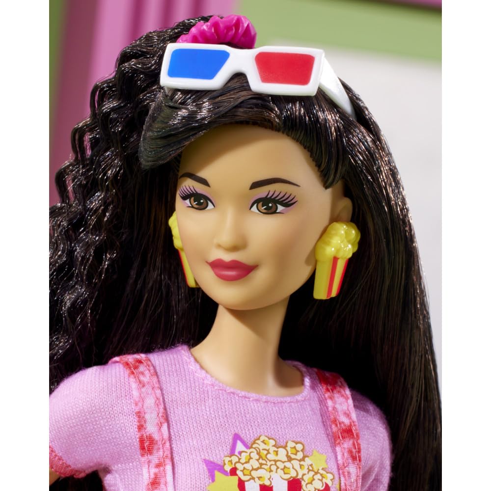 Barbie Rewind Doll & Accessories with Black Hair & 1980s-inspired Movie Night Outfit, Collectible & Displayable