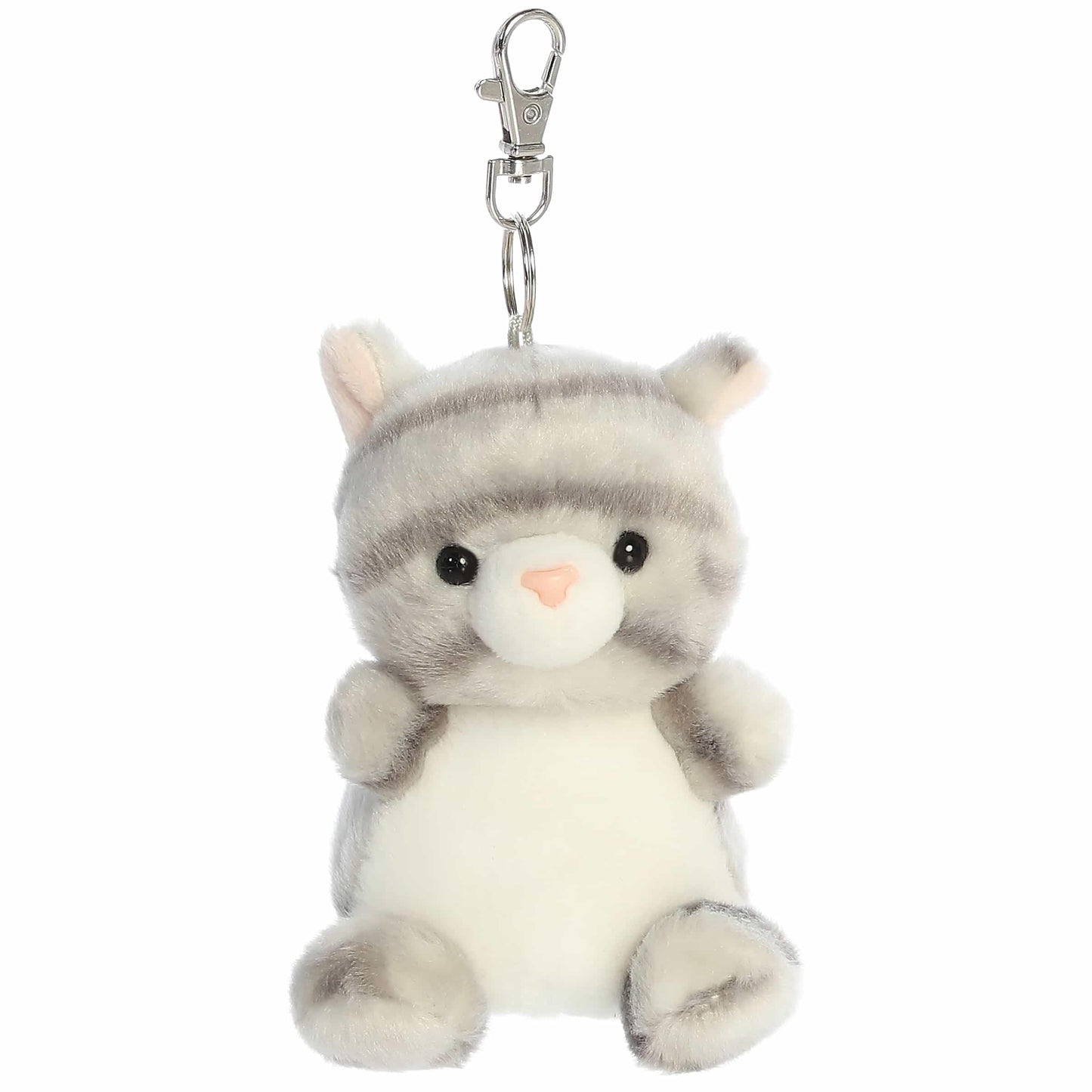 Aurora® Adorable Palm Pals™ Silver Kitty™ Clip-On- Fun Collectible Plush for Kids and Adult Collectors - Perfect for Backpacks and Birthday Gifts