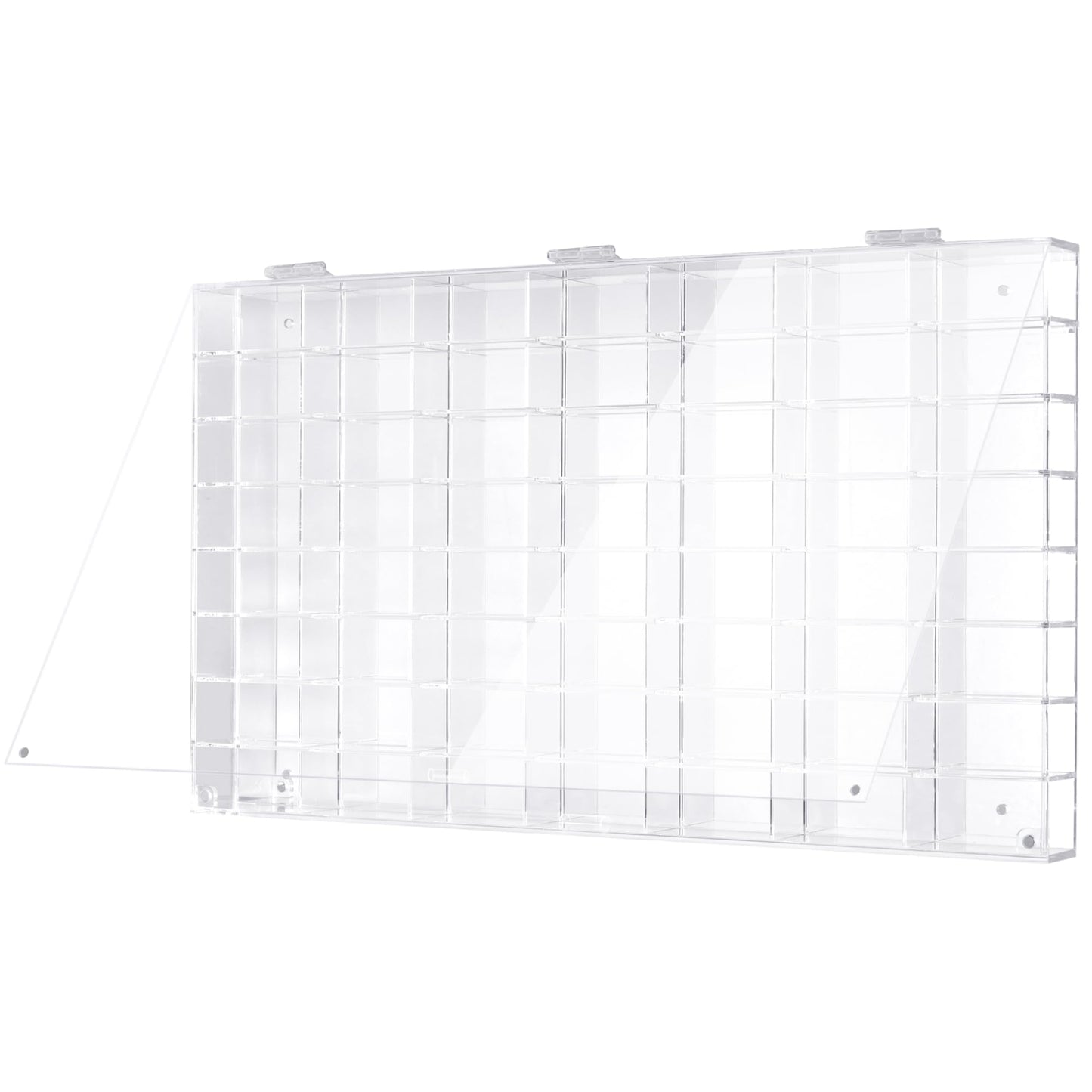 Clear Display Case Wall Cabinet for Hot Small Toy Wheels 1/64 Scale Matchbox Toy Cars Collection Storage Display (56 Slots, 24" X 14")