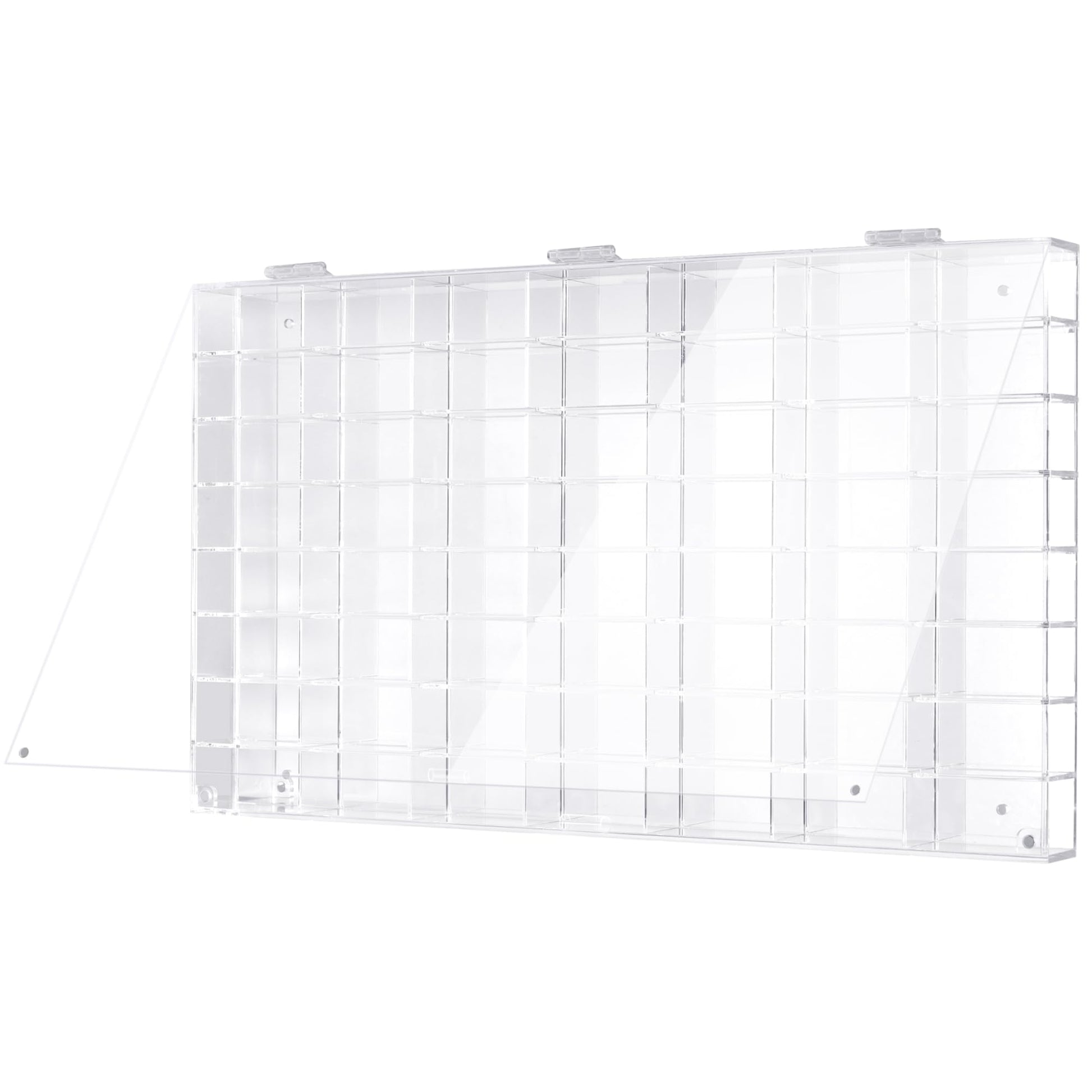 Clear Display Case Wall Cabinet for Hot Small Toy Wheels 1/64 Scale Matchbox Toy Cars Collection Storage Display (56 Slots, 24" X 14")