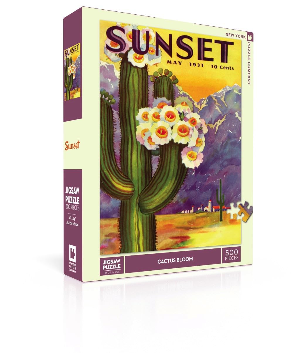 New York Puzzle Company - Sunset Magazine Cactus Blooms - 500 Piece Jigsaw Puzzle for Adults