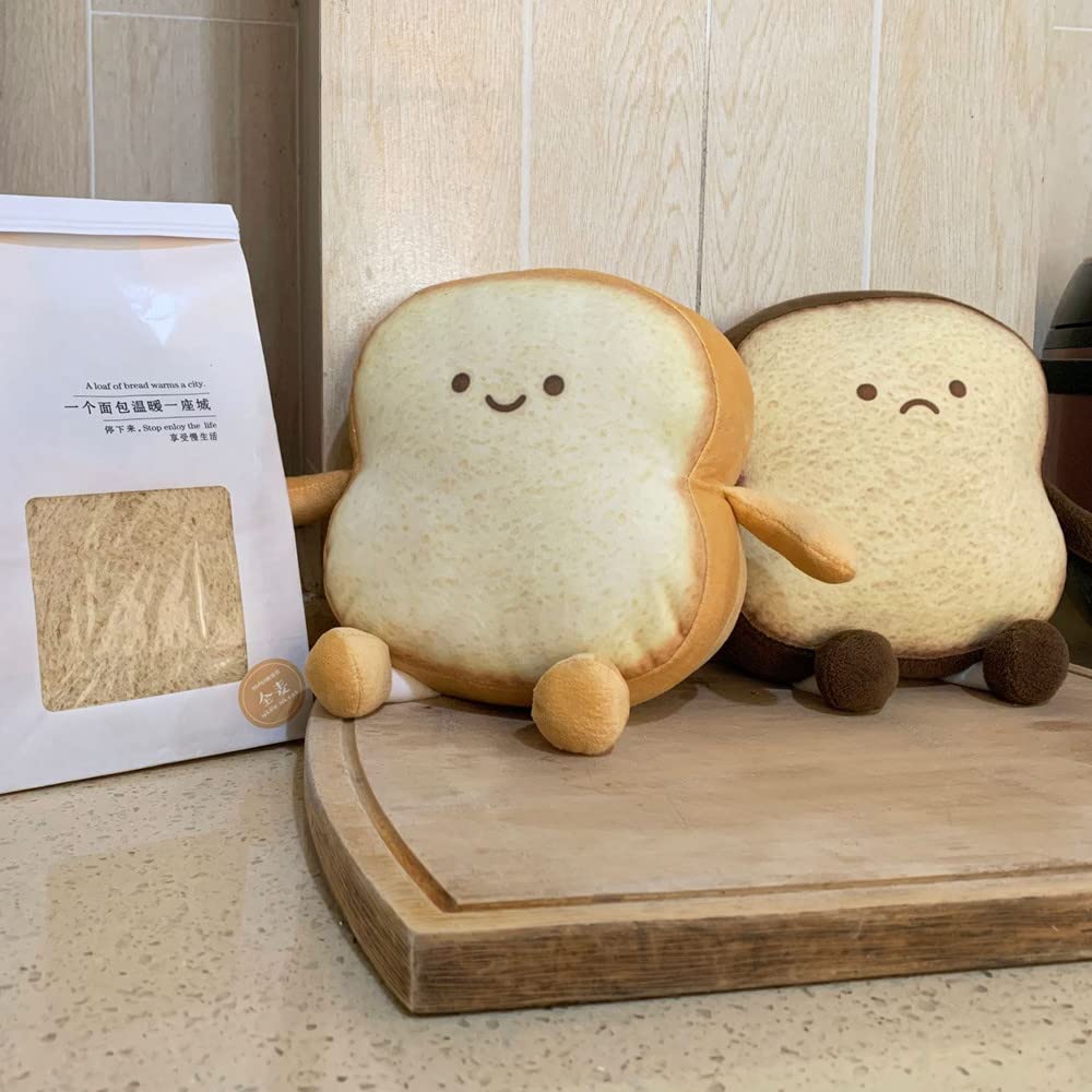 NatureMan Toast Bread Pillow,Funny Bread Shape Plush Toy Pillow, Small Cute Stuffed Plush Toast Sofa Pillow,Children's Adult Home Bedroom Decoration