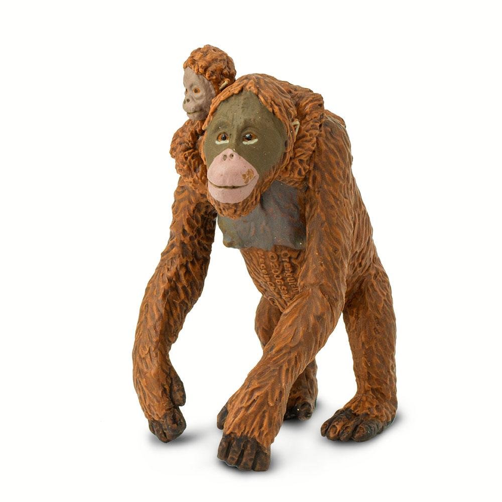 Safari Ltd. Orangutan with Baby Figurine - Lifelike 2.5" Hand-Painted Wildlife Figure - Educational Toy for Boys, Girls & Kids Ages 3+
