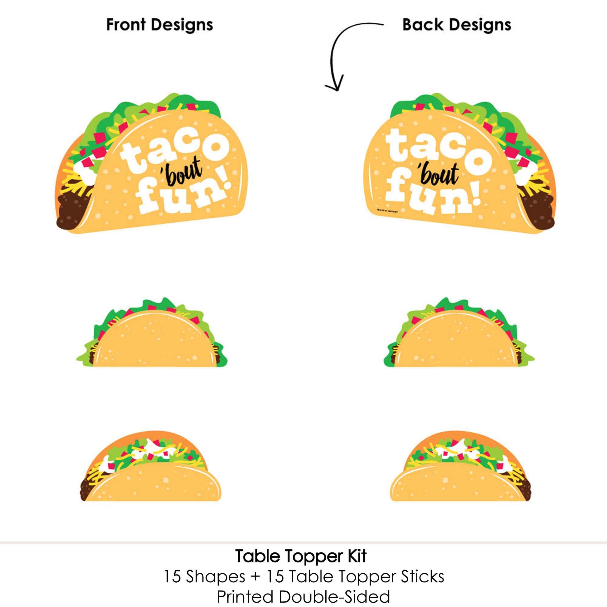 Big Dot of Happiness Taco ‘Bout Fun - Mexican Fiesta Centerpiece Sticks - Table Toppers - Set of 15