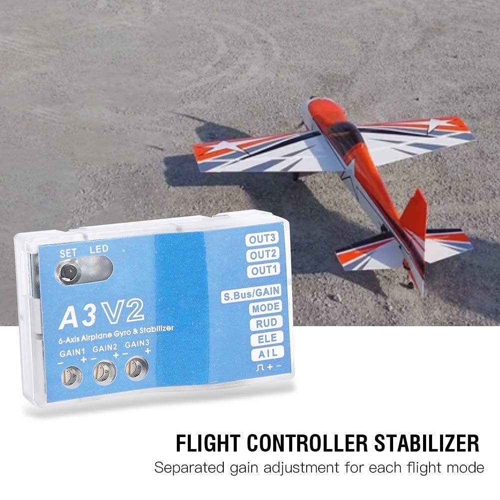 Jadeshay RC Flight Controller, F50A 3 Axle Gyro A3 V2 Flight Controller Stabilizer System with Four Flight Modes for RC Fixed Wing Airplane
