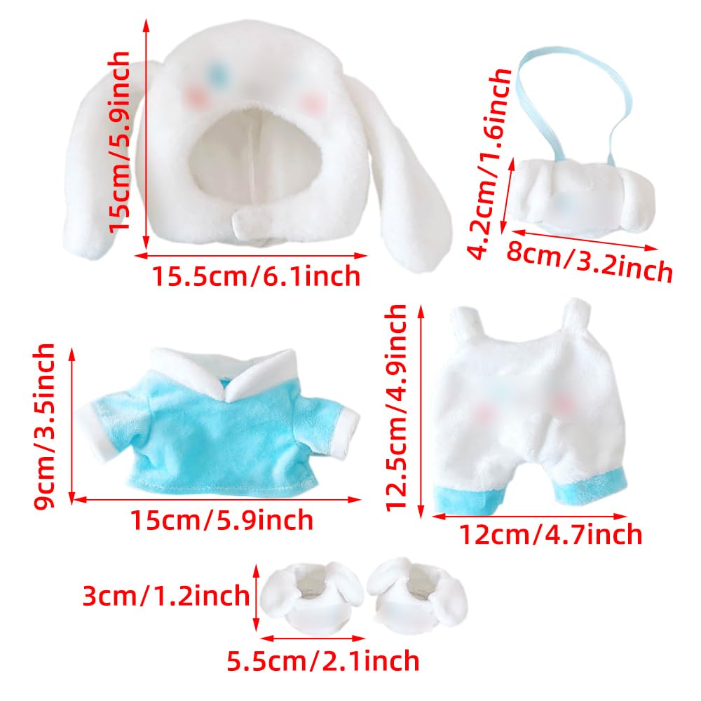 niannyyhouse Doll Dressup 7.8in/20cm Plush Doll Clothes Blue Dog Suit Stuffed Figures Toys Accessories