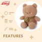 Linzy 10” Bear Stuffed Animal with Crossbody Bag, Soft Bear Plush Toy for First Day of School, Birthday, Christmas, Valentine’s Day & Holidays