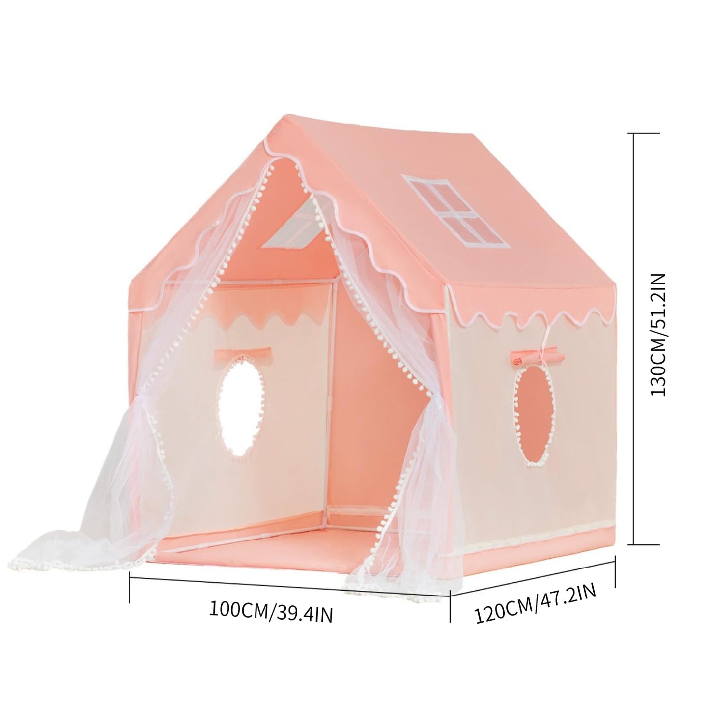 Princess Castle Tent, Large Kids Play Tent, Children's Play Tent, Indoor & Outdoor Use, with Star Lights, Breathable Gauze Curtain, Playhouse