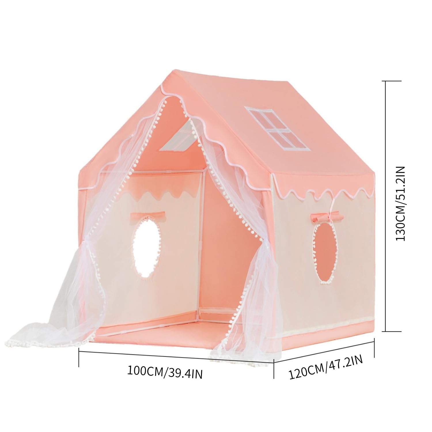 Princess Castle Tent, Large Kids Play Tent, Children's Play Tent, Indoor & Outdoor Use, with Star Lights, Breathable Gauze Curtain, Playhouse