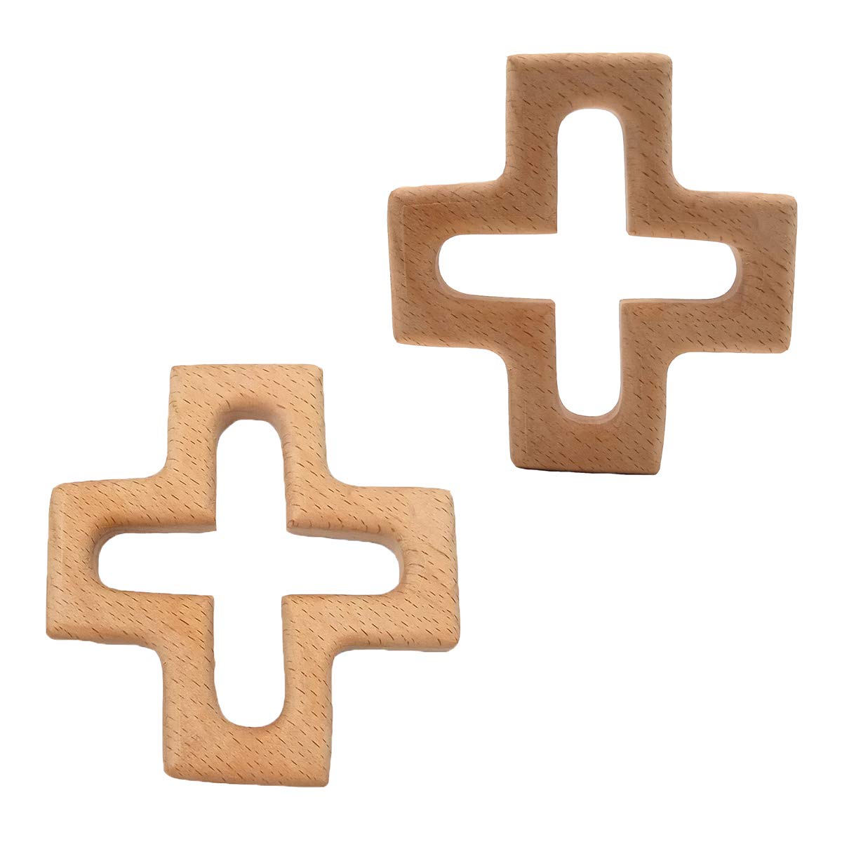 10pcs Natural Wooden Cross Children's Toy Pendant Pure Natural Beech Wood Animal Shape Toys for Handmade Home Decoration Crafts (10 pcs)