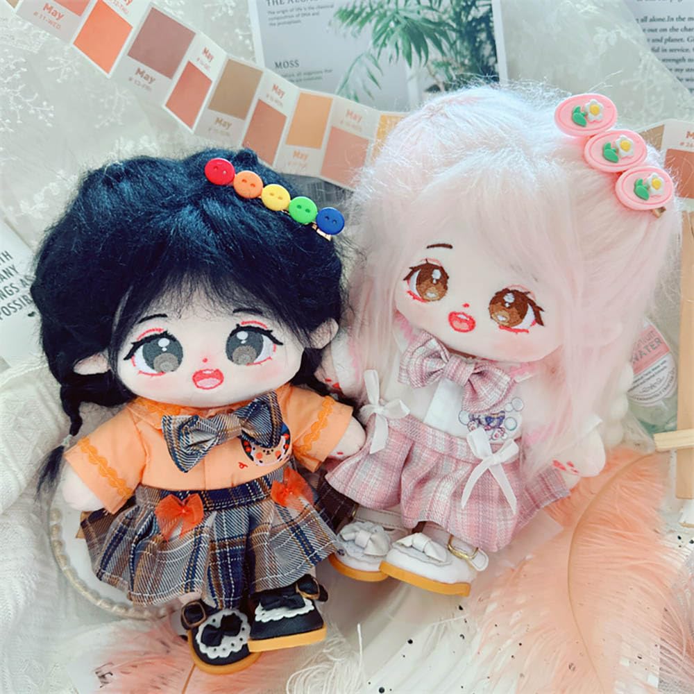 niannyyhouse 20cm Plush Doll Clothes Hairpin Shirt Skirt Jk Uniform Set 8in Soft Stuffed Plush Toy Dress Up Accessories (Pink)
