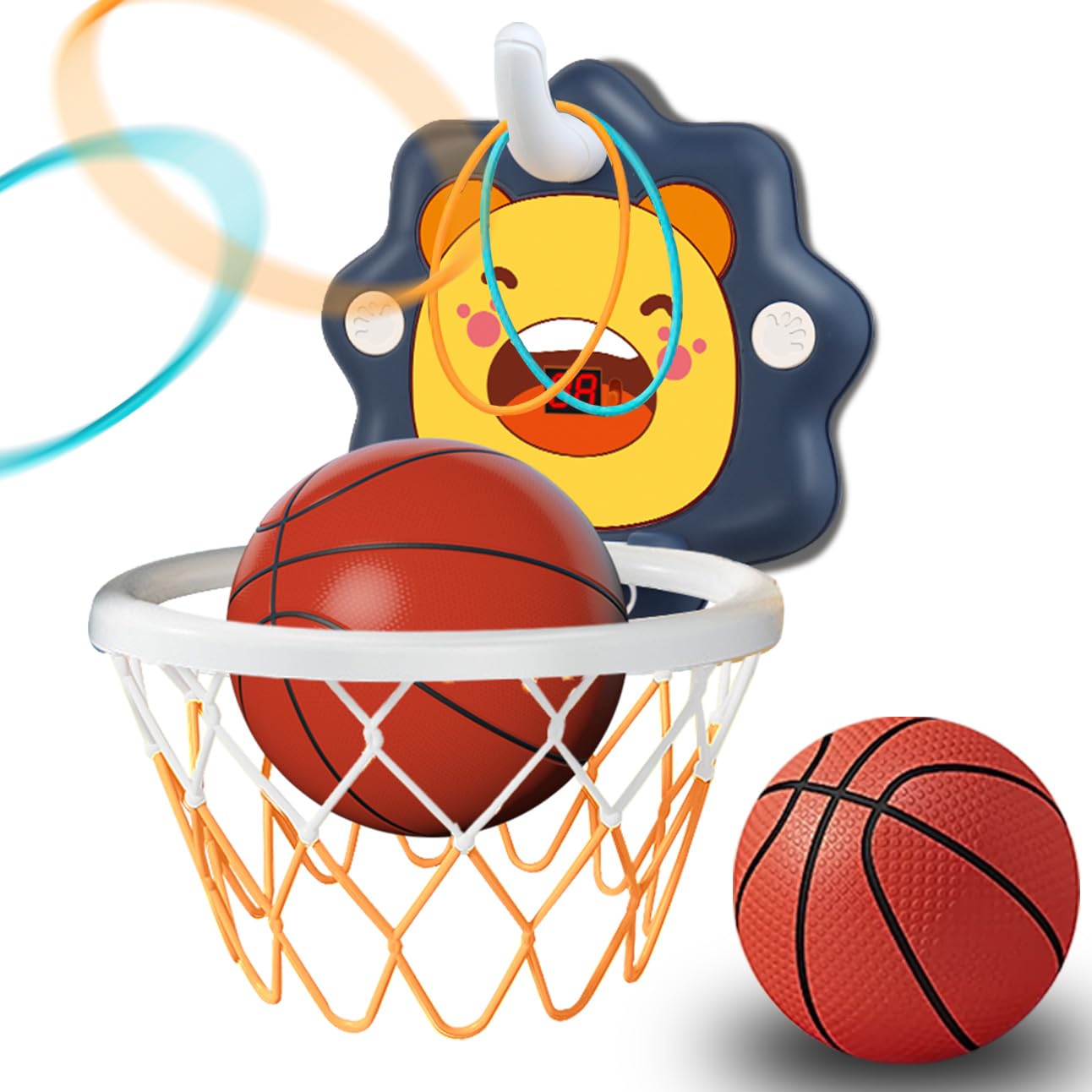 Kids Indoor Basketball Hoop Set with Scoreboard - Portable Height Adjustable Suction Cup Basketball Hoop for Door & Wall with 2 Balls - Toys
