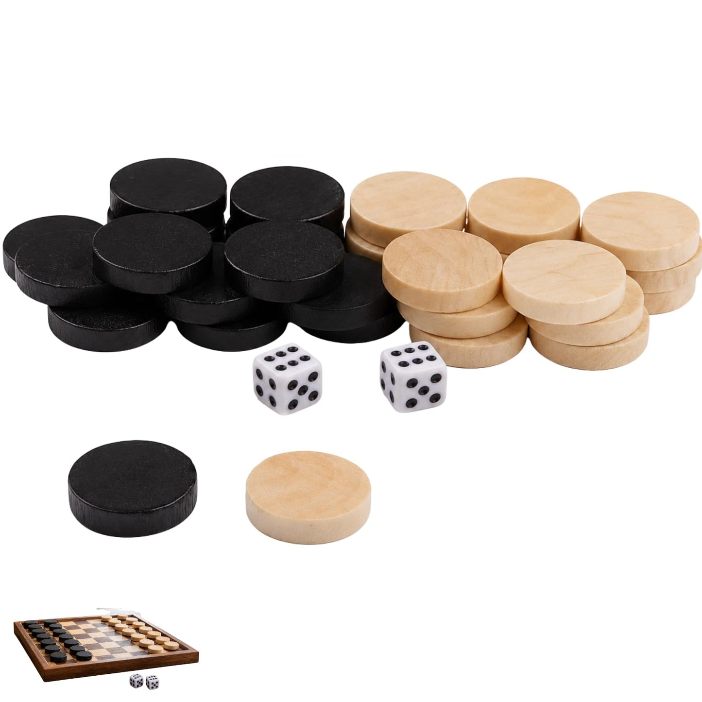 32Pcs Two-Tone Round Game Pieces, Classic Board Game Checkers, Draughts and Backgammon Chess Pieces for Arcade and Table Games