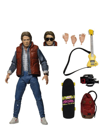 NECA Back to The Future Marty McFly [with Backpack, Skateboard & Guitar] - Ultimate 7" Scale Action Figure